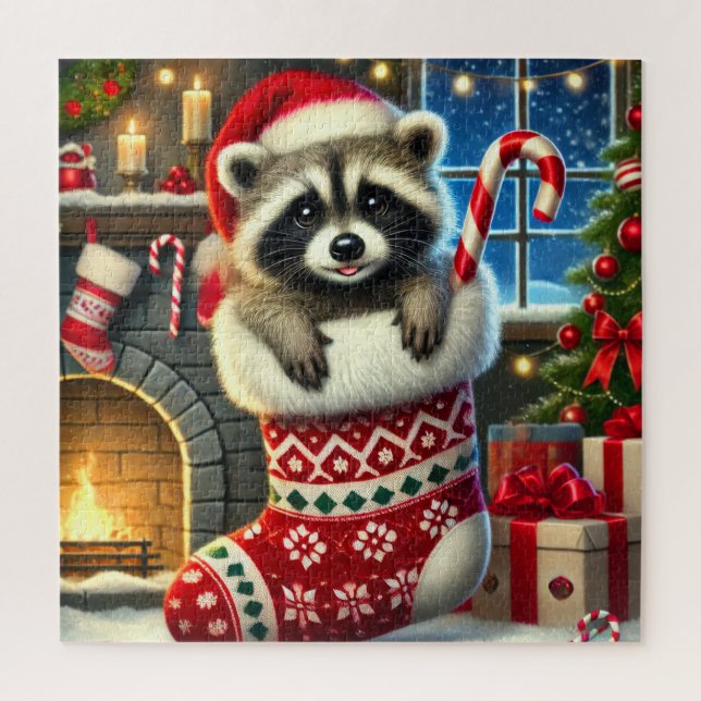 Christmas Raccoon Puzzle (Vertical)