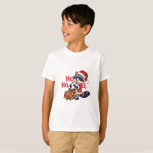 Christmas raccoon stealing a soccer ball T-Shirt