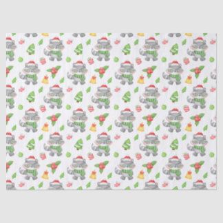 Christmas Racoon, Berries, Presents Tissue Paper