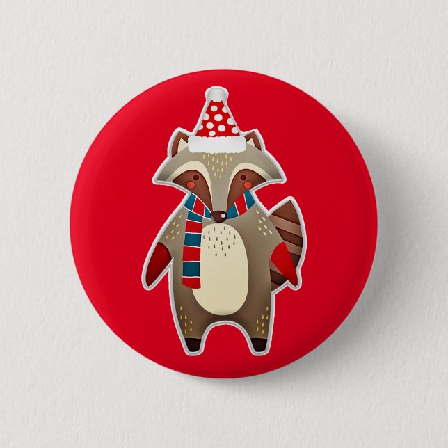 christmas racoon button (Front)
