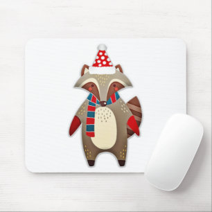 Christmas Racoon Cartoon Mouse Mat