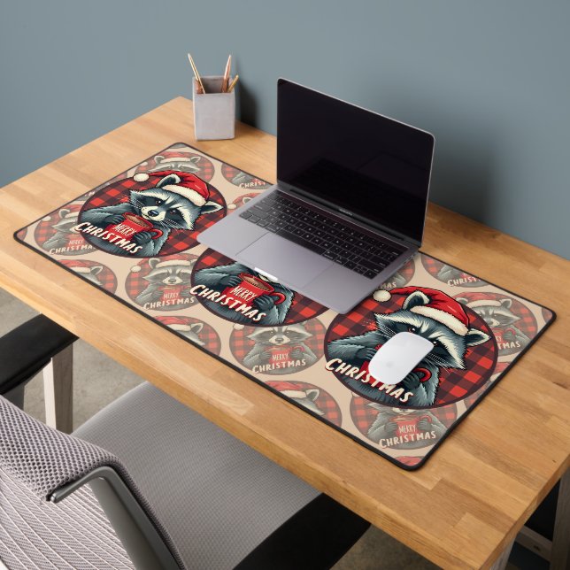 Christmas Racoon Cocoa Cheer Desk Mat (Office 2)