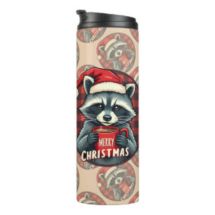 Christmas Racoon Cocoa Cheer Thermal Tumbler