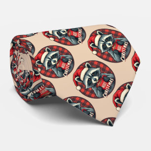 Christmas Racoon Cocoa Cheer Tie
