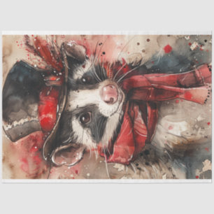 Christmas Racoon Decoupage  Tissue Paper