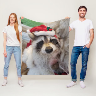 CHRISTMAS RACOON FLEECE BLANKET