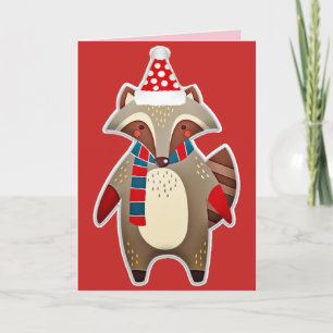 christmas racoon greeting card
