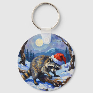 Christmas Racoon Key Ring