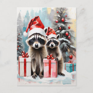 Christmas Racoon Lover  Holiday Postcard