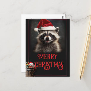 Christmas Racoon Postcard