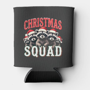  christmas racoon, santa hat, christmas tree, rac can cooler