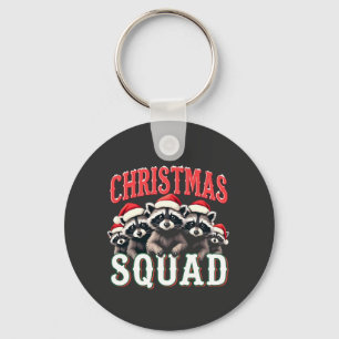 christmas racoon, santa hat, christmas tree, rac key ring