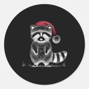 Christmas Racoon Santa Hat Trash Panda Racoon Lo Classic Round Sticker
