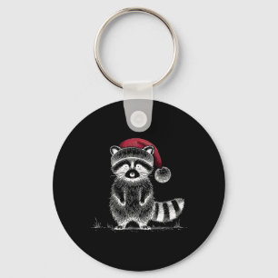 Christmas Racoon Santa Hat Trash Panda Racoon Lo Key Ring