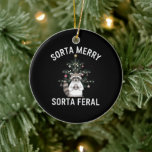 Christmas Racoon Sorta Merry Sorta Feral Xmas Ceramic Tree Decoration<br><div class="desc">Christmas Racoon Sorta Merry Sorta Feral Xmas</div>