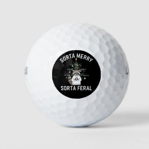 Christmas Racoon Sorta Merry Sorta Feral Xmas Golf Balls