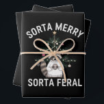 Christmas Racoon Sorta Merry Sorta Feral Xmas Wrapping Paper Sheet<br><div class="desc">Christmas Racoon Sorta Merry Sorta Feral Xmas</div>