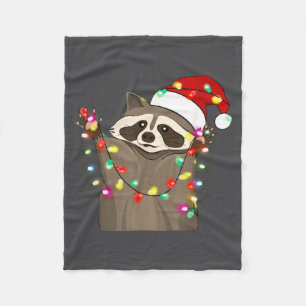 Christmas Racoon Swea,funny Christmas Lights Racco Fleece Blanket