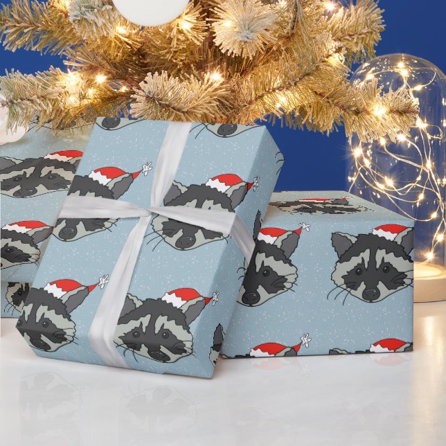 Christmas Racoon Wrapping Paper (Holidays)