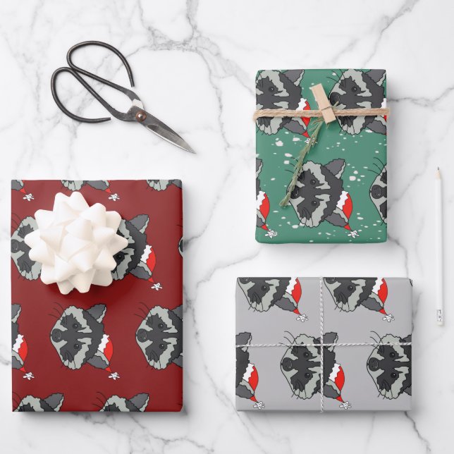 Christmas Racoon Wrapping Paper Sheet (Front)