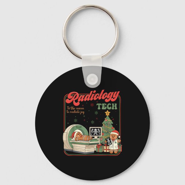 Christmas Radiology Tech Funny Gingerbread Man Rad Key Ring (Front)