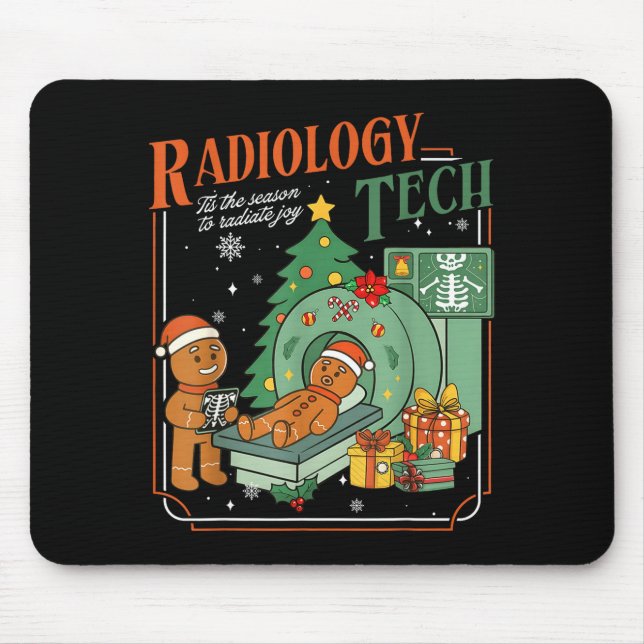 Christmas Radiology Tech Funny Gingerbread Man Rad Mouse Mat (Front)