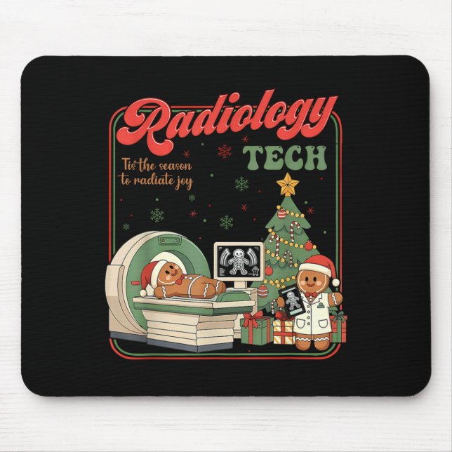 Christmas Radiology Tech Funny Gingerbread Man Rad Mouse Mat (Front)
