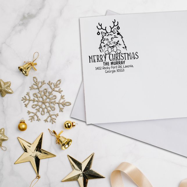 Christmas Rag Doll Cat Return Address  Rubber Stamp (Creator Uploaded)
