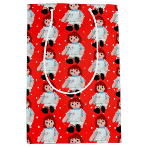 Christmas Rag Doll on Polka Dots Medium Gift Bag