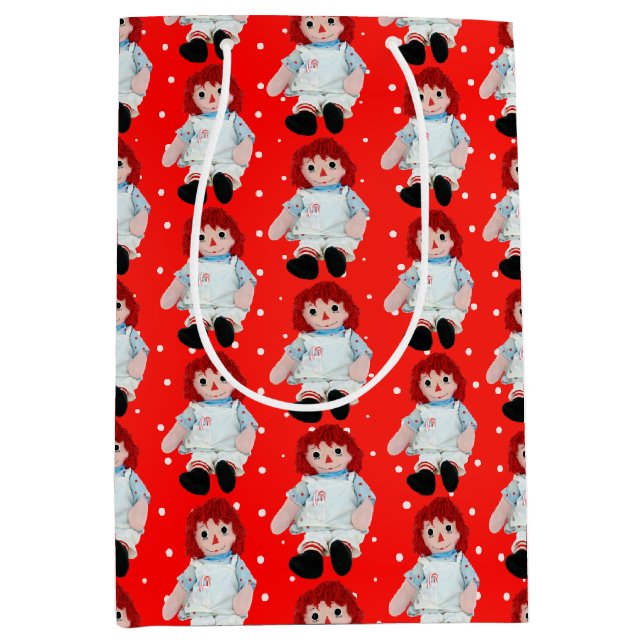 Christmas Rag Doll on Polka Dots  Medium Gift Bag (Front)