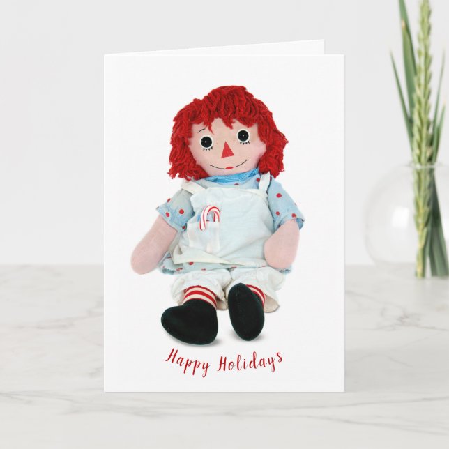 Christmas Rag Doll with candy cane Card (Front)