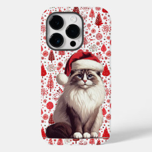 Christmas Ragdoll cat, Xmas Santa Ragdoll kitten Case-Mate iPhone 14 Pro Case