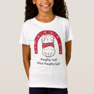 Christmas Rainbow Cat on the Naughty List T-Shirt