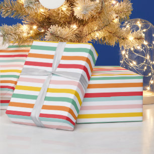 Christmas rainbow colourful bright stripe wrapping paper