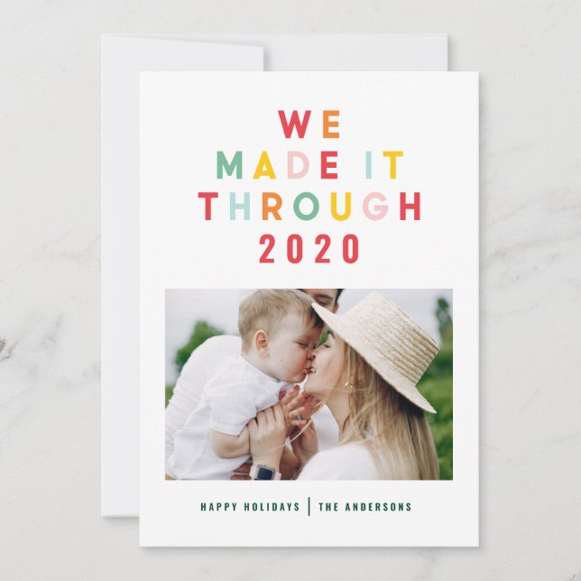 Christmas rainbow colourful we made it through holiday card (Front)