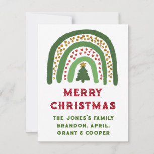 Christmas rainbow glitter red gold green card