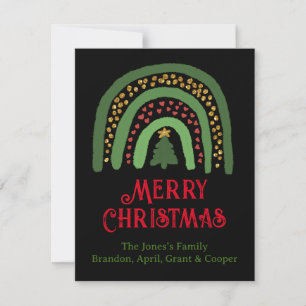 Christmas rainbow glitter red gold green card