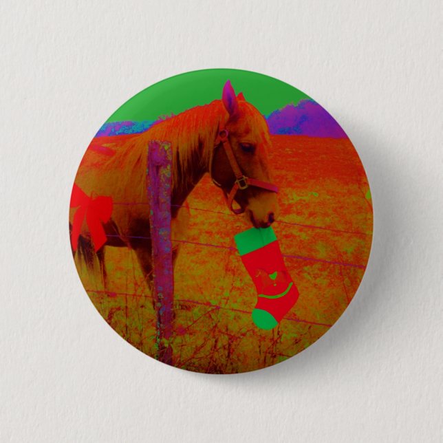 Christmas Rainbow Horse 6 Cm Round Badge (Front)