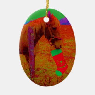 Christmas Rainbow Horse Ceramic Tree Decoration