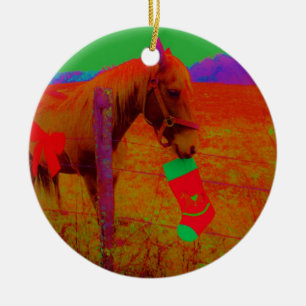 Christmas Rainbow Horse Ceramic Tree Decoration