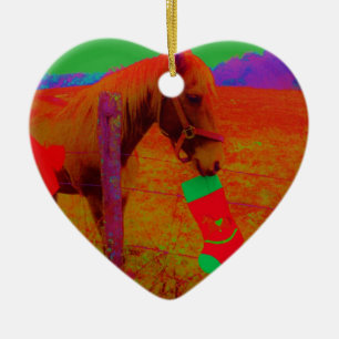 Christmas Rainbow Horse Ceramic Tree Decoration