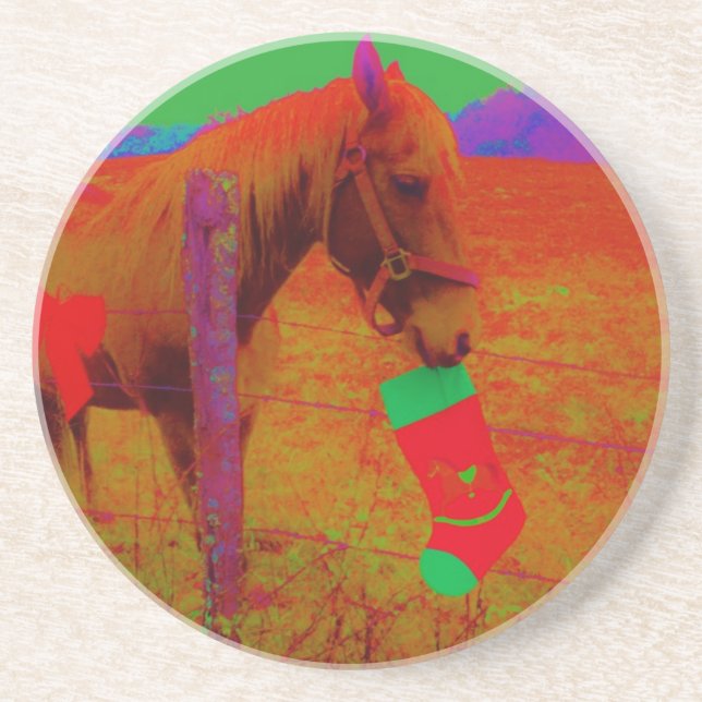 Christmas Rainbow Horse Coaster (Front)