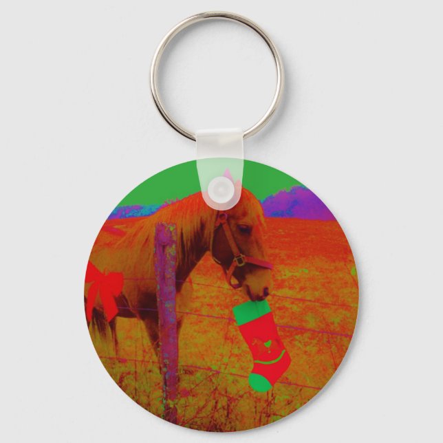 Christmas Rainbow Horse Key Ring (Front)