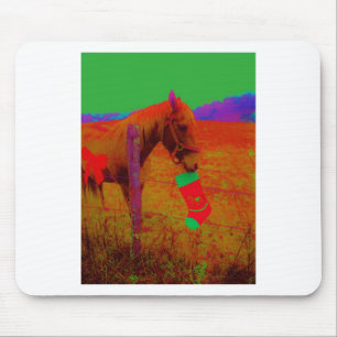 Christmas Rainbow Horse Mouse Mat