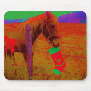 Christmas Rainbow Horse Mouse Mat