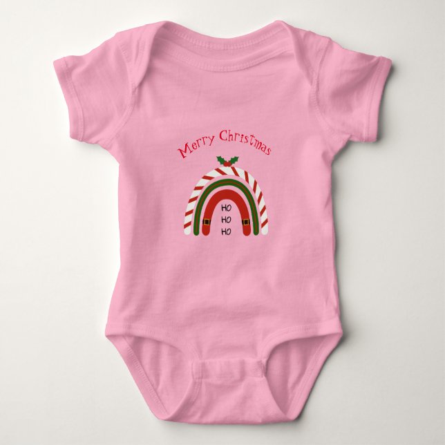 Christmas Rainbow Let it Snow     Baby Bodysuit (Front)