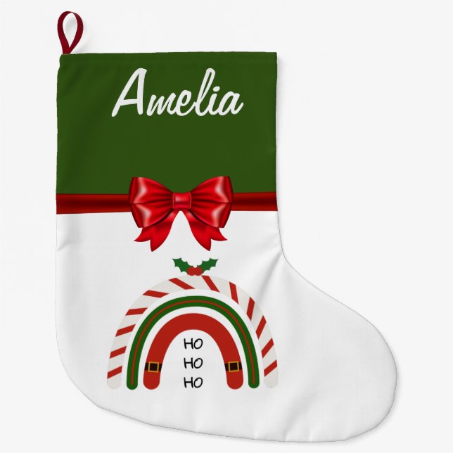 Christmas Rainbow Let it Snow   Christmas Stocking (Front)