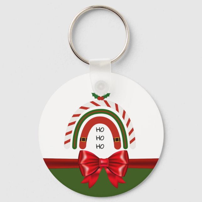 Christmas Rainbow Let it Snow   Key Ring (Front)