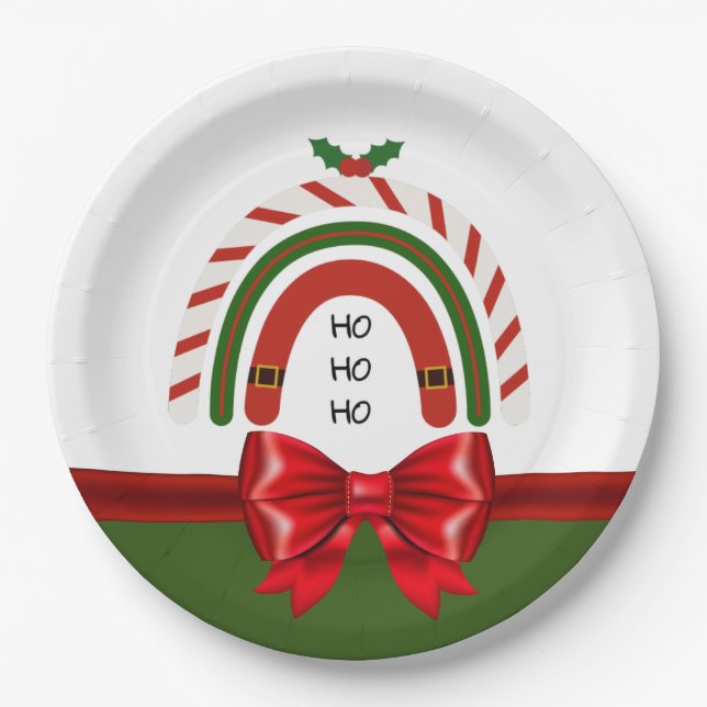 Christmas Rainbow Let it Snow  Paper Plate (Front)