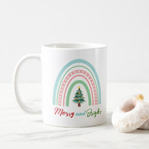 Christmas Rainbow Nice List Merry and Bright Coffee Mug